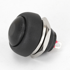 Bouton poussoir étanche noir 12mm 2 pin