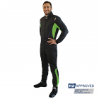 Combinaison pilote RRS Diamond Star noire et verte FIA 8856-2018